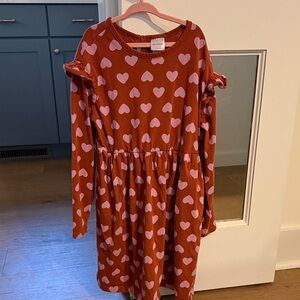 Heart Patterned Kids Dress - Violet and Orange